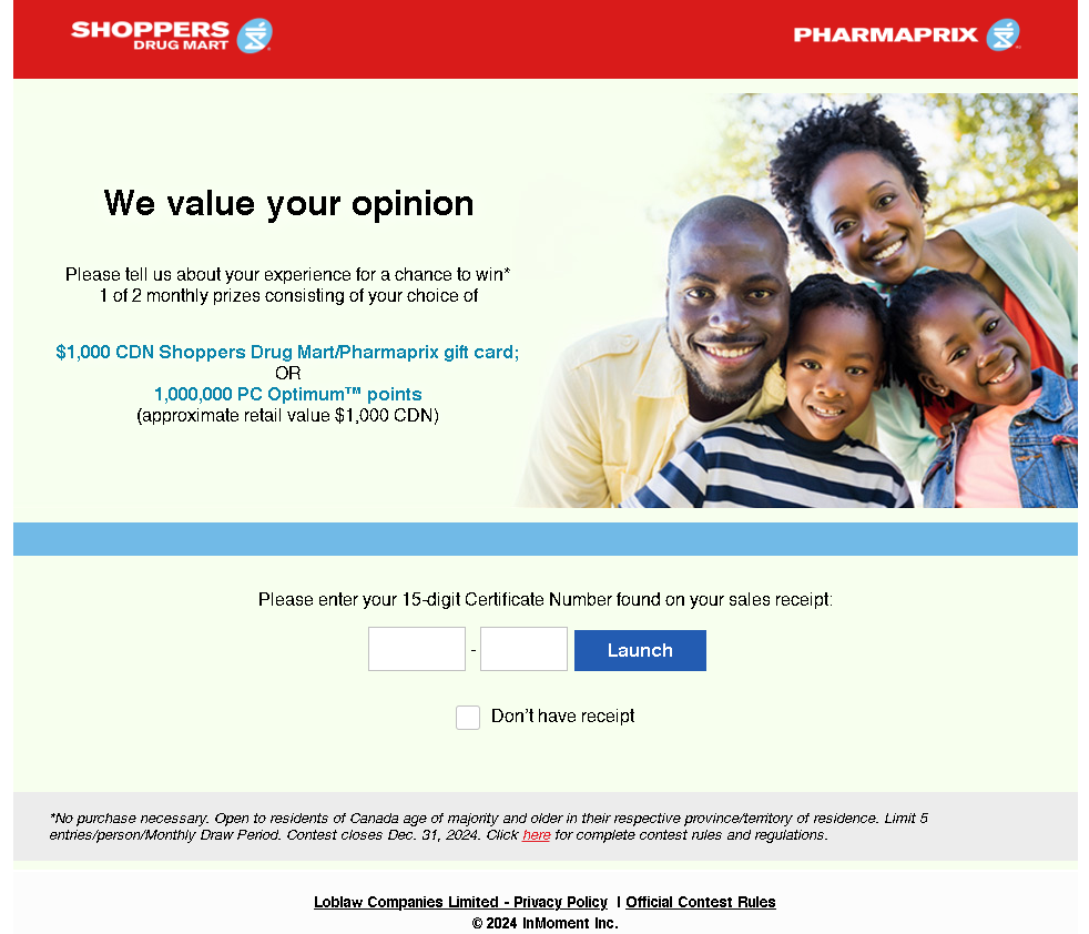 www.surveysdm.com - Shoppers Drug Mart Customer Survey